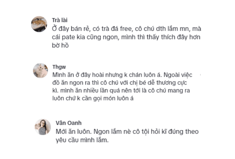 Bánh mì chảo cô Liên được nhiều thực khách đánh giá tích cực về hương vị và thái độ phục vụ