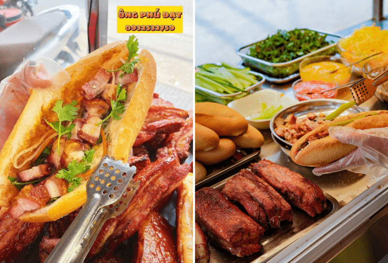 Bánh mì heo quay Ông Phú Đạt có lớp vỏ da giòn bắt mắt