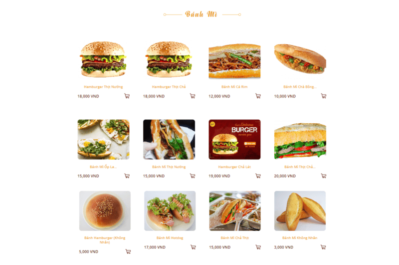 Menu bánh mì truyền thống tại Anh Quân Bakery