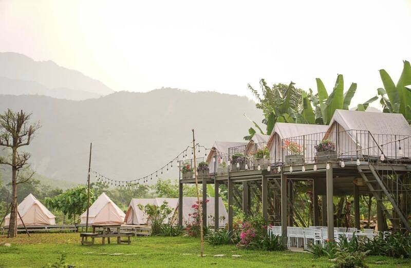 Buổi sớm tinh mơ và khung cảnh yên bình của một góc lều trại ở Cu Đê Camping (Nguồn: CuDe Camping)