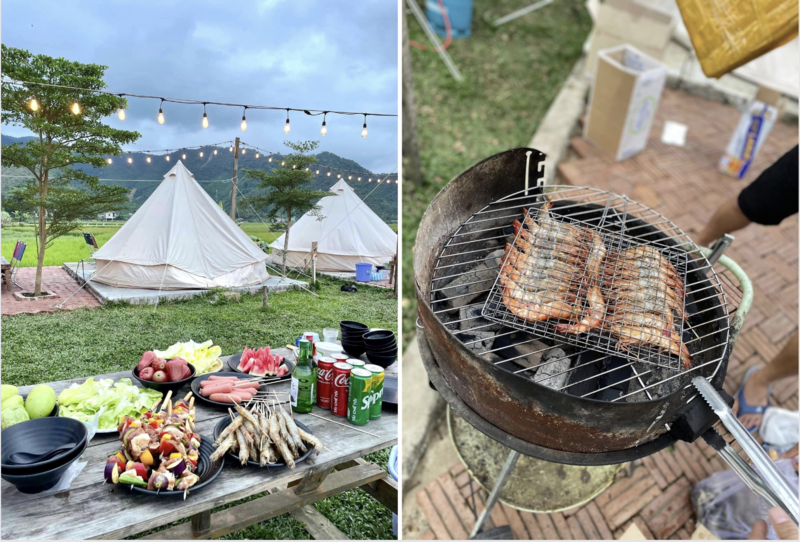 Hoà Bắc Ecolodge cung cấp các bữa ăn BBQ cho du khách