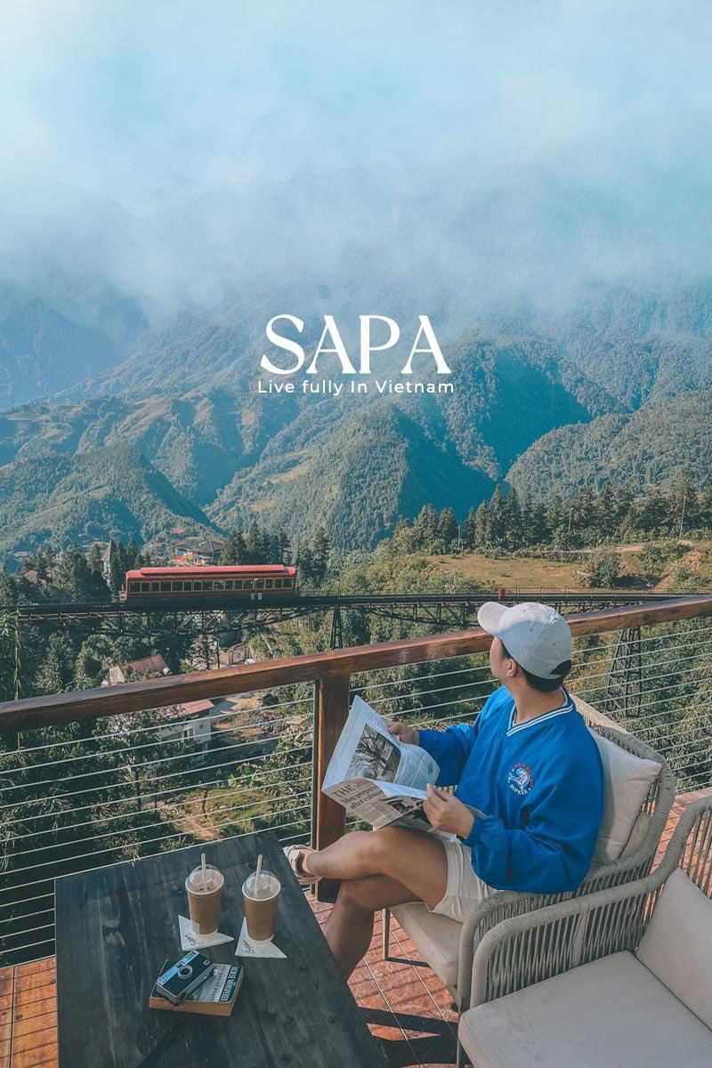 View ra thung lũng mường hoa ngắm tàu hỏa leo núi từ quán cafe Viettrekking Sapa