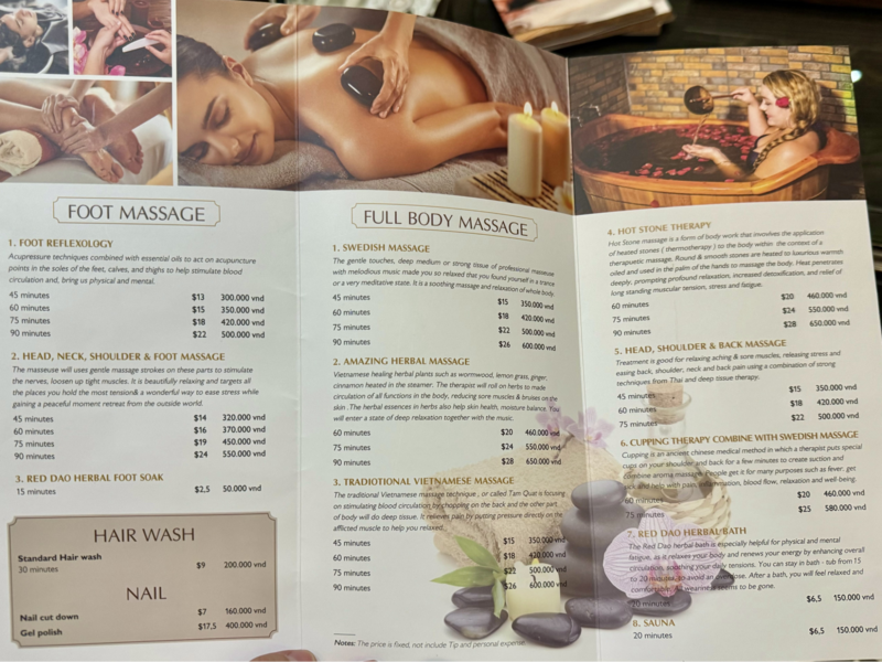 Tham khảo bảng giá dịch vụ của Eden Central Massage & Spa