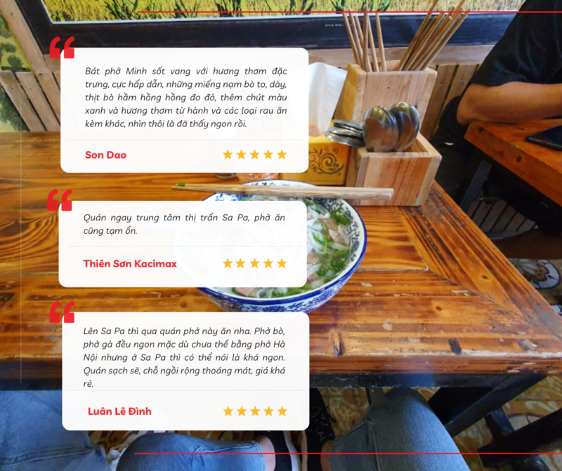 Chia sẻ của du khách về trải nghiệm tại quán Phở Minh Sa Pa