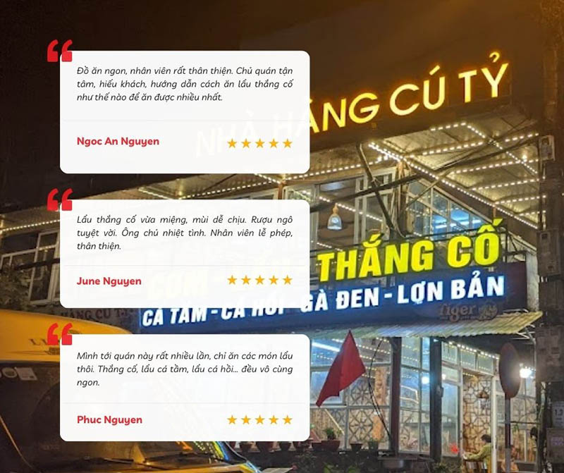 Đánh giá của thực khách về Nhà hàng Cú Tỷ