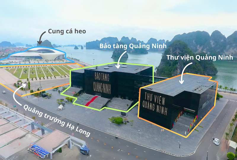 Bảo tàng Quảng Ninh nằm trong quần thể công trình văn hóa ven biển bao gồm bảo tàng, thư viện, quảng trường và cung quy hoạch