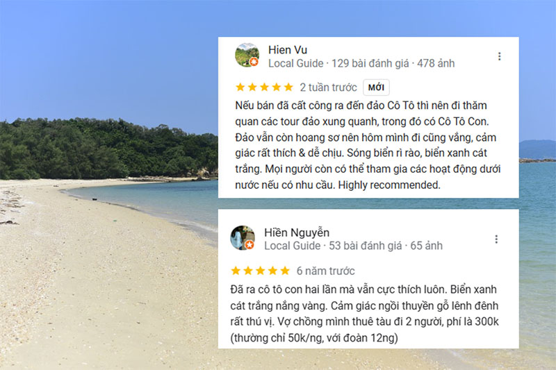 Một số review của khách du lịch khi tham quan đảo Cô Tô con