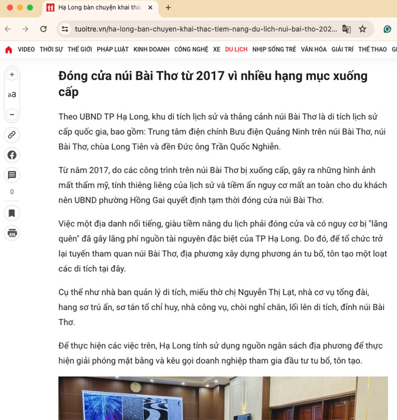 Núi Bài Thơ đóng cửa từ năm 2017 do nhiều cơ sở hạ tầng xuống cấp nghiêm trọng