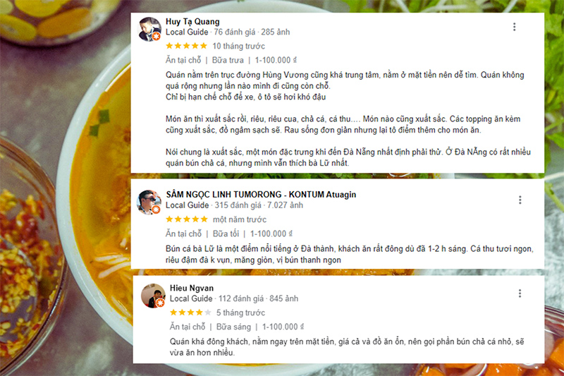 Quán bún chả cá bà Lữ review