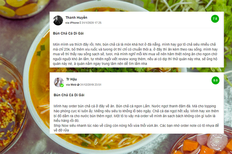Bún chả cá Dì Gái review