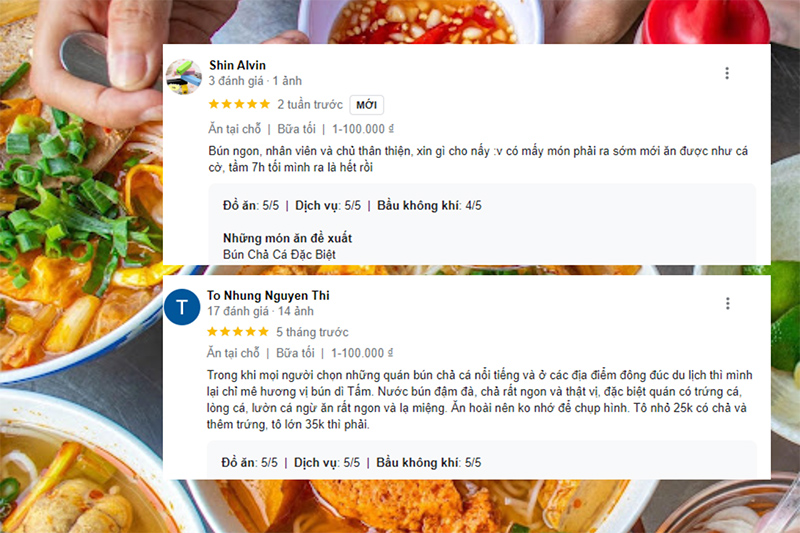 Bún chả cá bà Tấm nhận được nhiều lời khen từ thực khách
