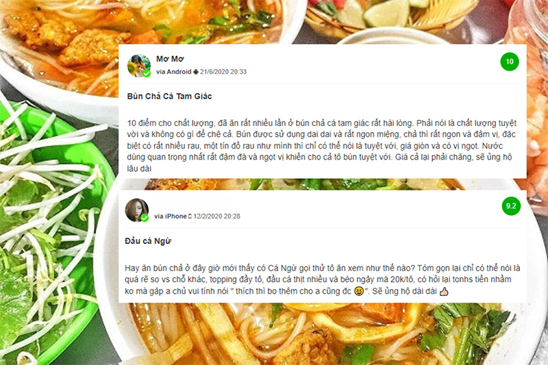 Bún chả cá tam giác review