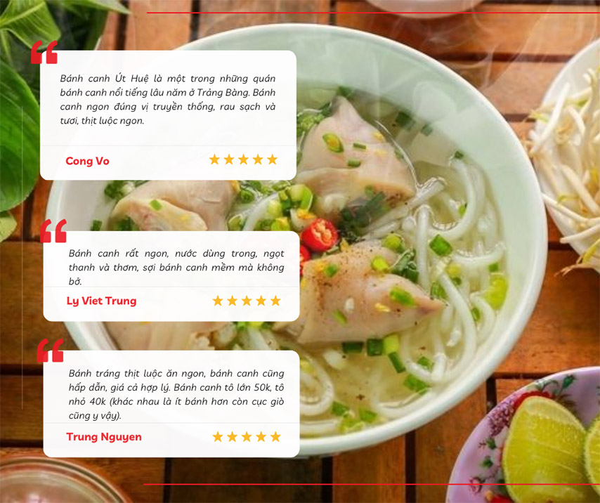 Du khách để lại đánh giá về các món bánh canh ở Tây Ninh 