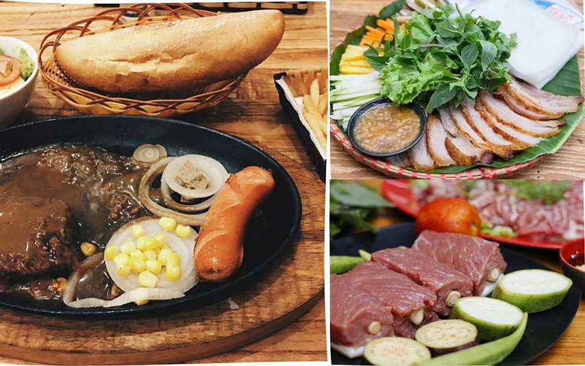 Du khách nên thưởng thức món beefsteak, bánh tráng cuốn thịt heo và bò tơ thơm ngon 