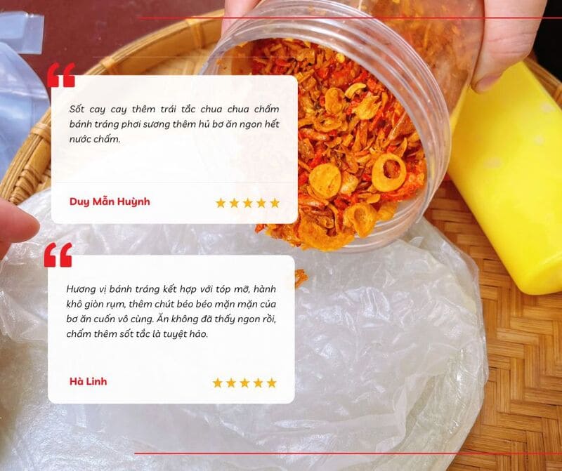 Đánh giá của du khách về món bánh tráng bơ