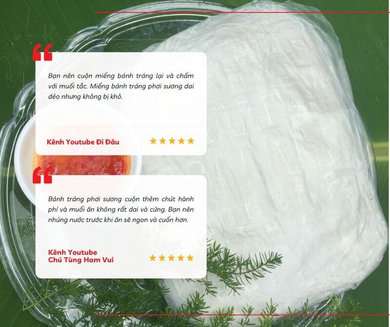 Đánh giá của du khách về bánh tráng phơi sương Tây Ninh
