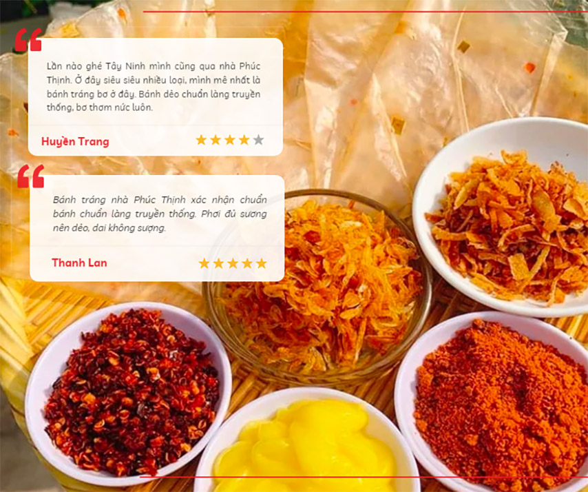 Review từ khách hàng mua bánh tráng từ cơ sở sản xuất bánh tráng phơi sương Phúc Thịnh 