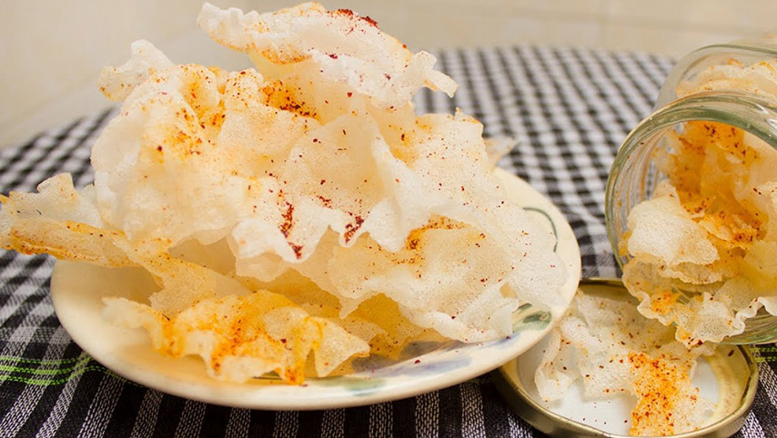 Món bánh tráng phươi sương chiên phồng 