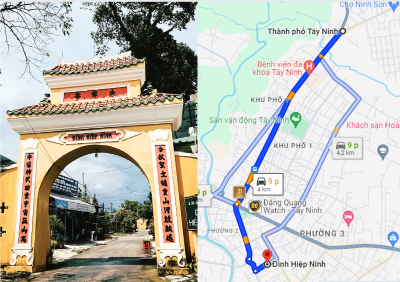Đình Hiệp Ninh nhìn trên thực tế và bản đồ 