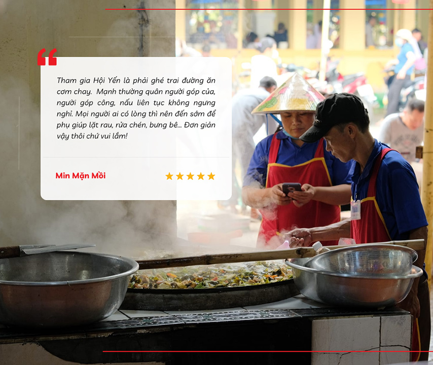 Review thực tế từ tiktoker Min Mặn Mồi về tiệc chay có trong lễ hội 