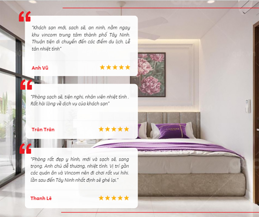 Khách hàng đánh giá về khách sạn Lavender - Vincom