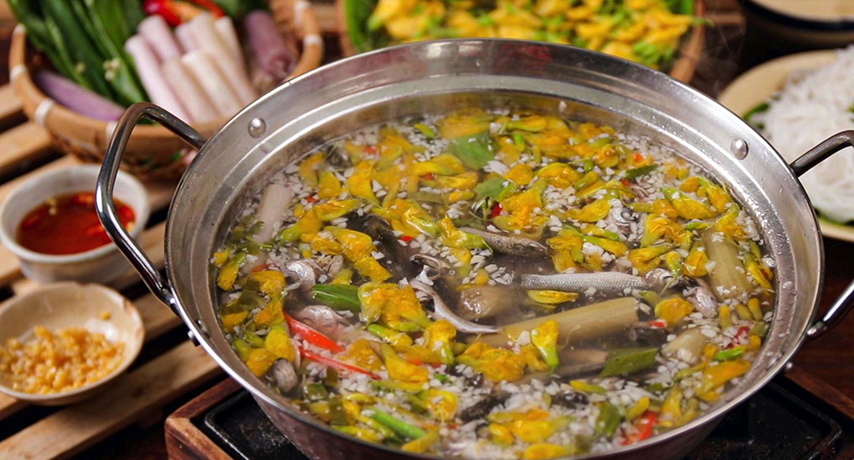 Một trong những món ăn dân dã được phục vụ tại Quán Vườn Gáo 