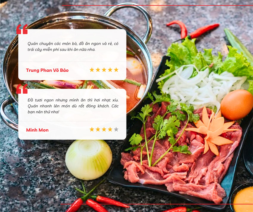 Đa số thực khách đều hài lòng với các món ăn tại quán bò tơ Kim Chi 