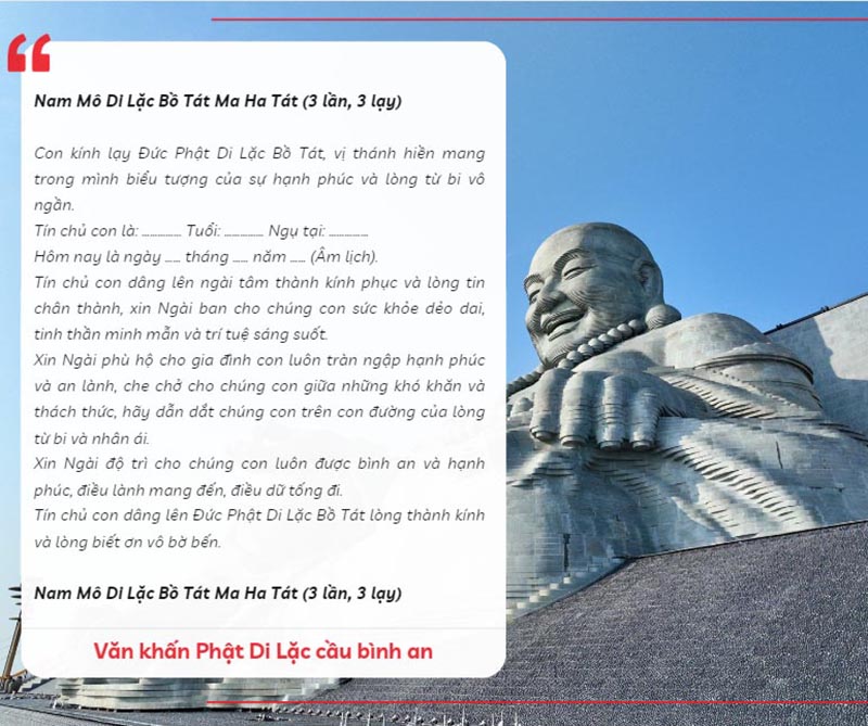 Bài văn khấn Phật Di Lặc cầu bình an