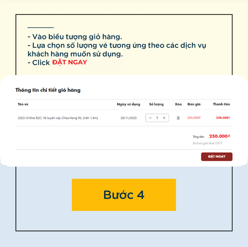 Bước 4 trong quy trình đặt vé cáp treo núi bà đen