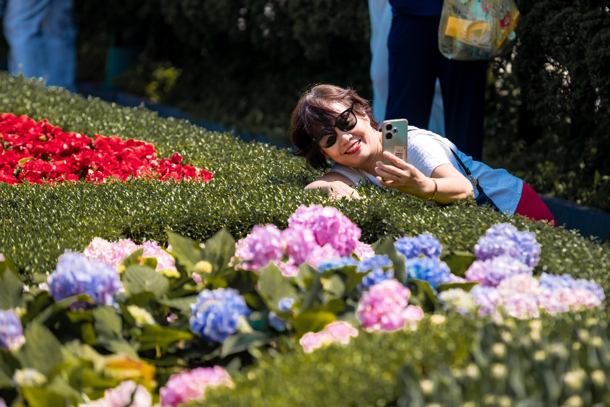 Du khách đắm mình với thảm hoa rực rỡ tại đỉnh Bà Nà.