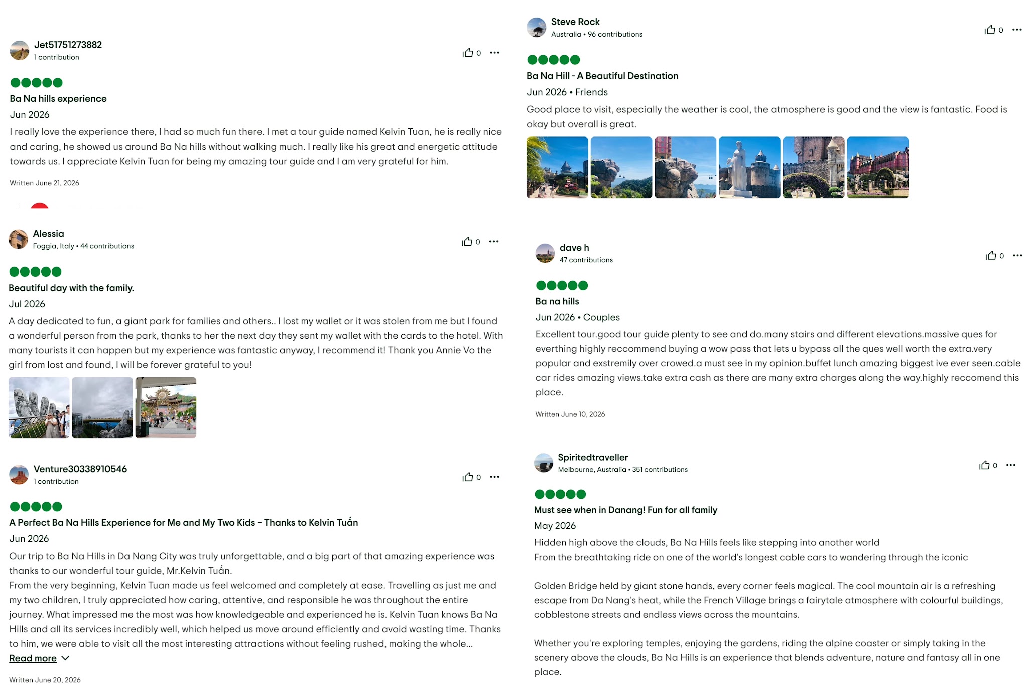 Nhiều du khách quốc tế để lại đánh giá tích cực về Bà Nà Hills trên Tripadvisor, không ít người khuyến nghị nên dành ít nhất trọn một ngày để khám phá các trải nghiệm tại đây. (Nguồn: Tripadvisor)
