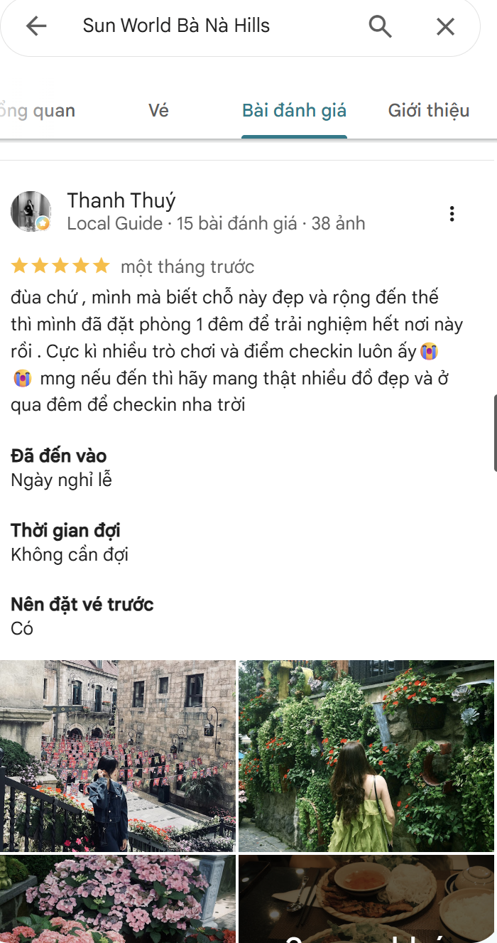 Du khách Việt Nam trên Google Reviews cho rằng quy mô và số lượng trải nghiệm tại Bà Nà khiến việc dành thêm thời gian, thậm chí lưu trú một đêm, trở nên đáng cân nhắc.