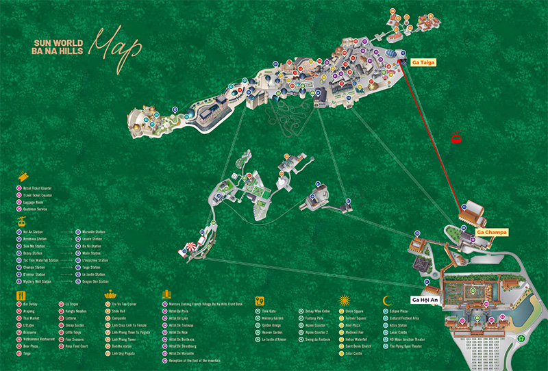 Cung đường tuyến cáp treo từ ga Champa tới ga Taiga sẽ chạy thẳng và gần khu tâm linh trên đỉnh Bà Nà