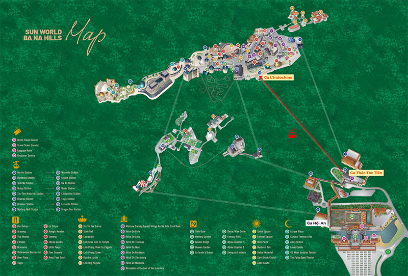Tuyến đường số 2 từ ga Thác Tóc Tiên chạy thẳng tới ga L’Indochine và sẽ gần các địa điểm check-in nổi tiếng tại Bà Nà