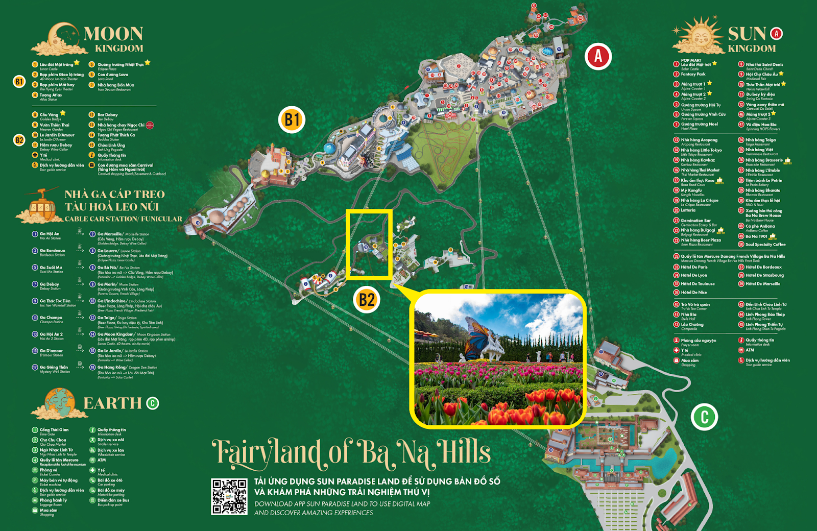 Vị trí vườn hoa Le Jardin d’Amour trên bản đồ Sun World Ba Na Hills