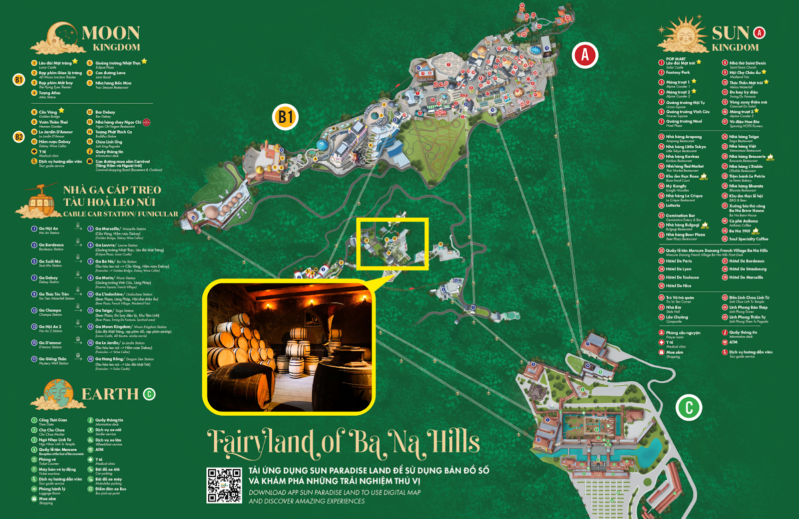 Vị trí hầm rượu Debay trên bản đồ Sun World Ba Na Hills