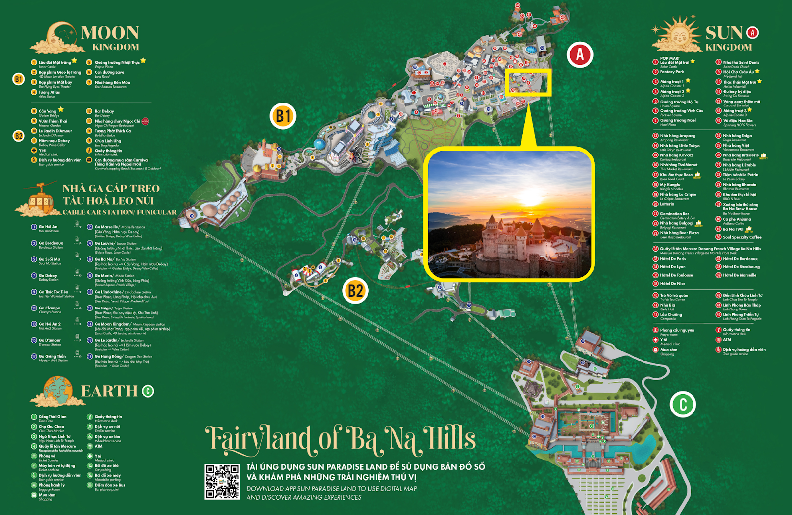 Vị trí của Lâu đài Mặt Trăng trên bản đồ Sun World Ba Na Hills