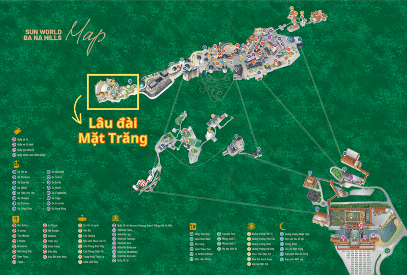 Vị trí của Lâu đài Mặt Trăng trên bản đồ Sun World Ba Na Hills