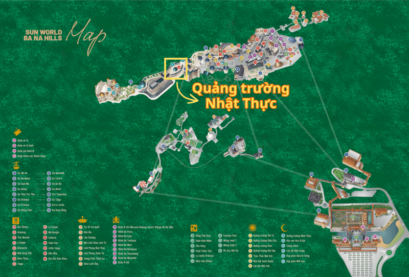 Vị trí của Quảng trường Nhật Thực trên bản đồ Sun World Ba Na Hills