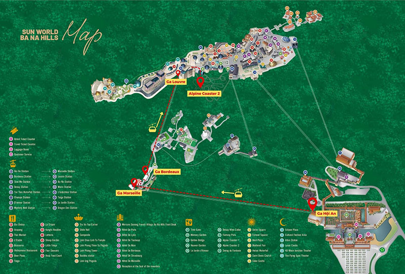Tuyến cáp treo ga Hội An đến ga Ga Louvre lên thẳng tàu lượn ở Ba Na Hills