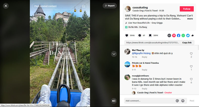 Reviewer du lịch trải nghiệm tàu lượn ở Ba Na Hills