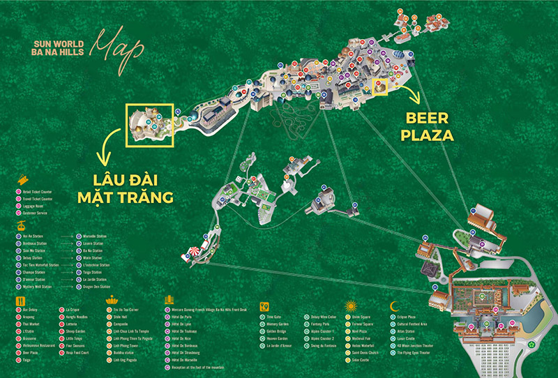 Vị trí của lâu đài Mặt Trăng và Beer Plaza