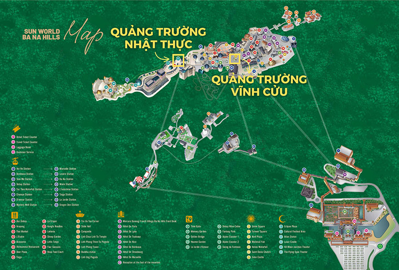 Bản đồ vị trí của quảng trường Nhật Thực và quảng trường Vĩnh Cửu