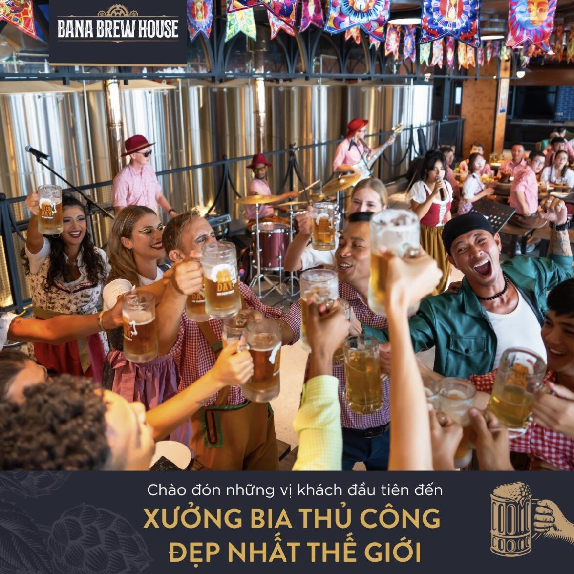 BaNa Brew House chào đón du khách ghé thăm bằng những ly bia thủ công mát lạnh