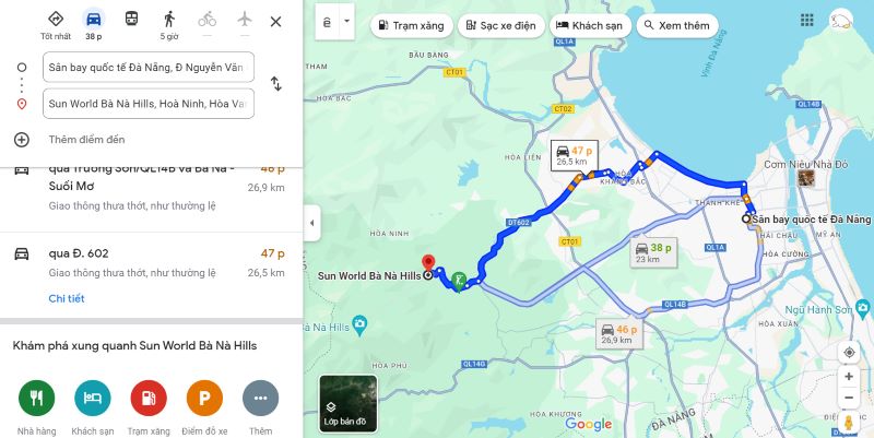 Tuyển đường Đ. 602 đi Bà Nà