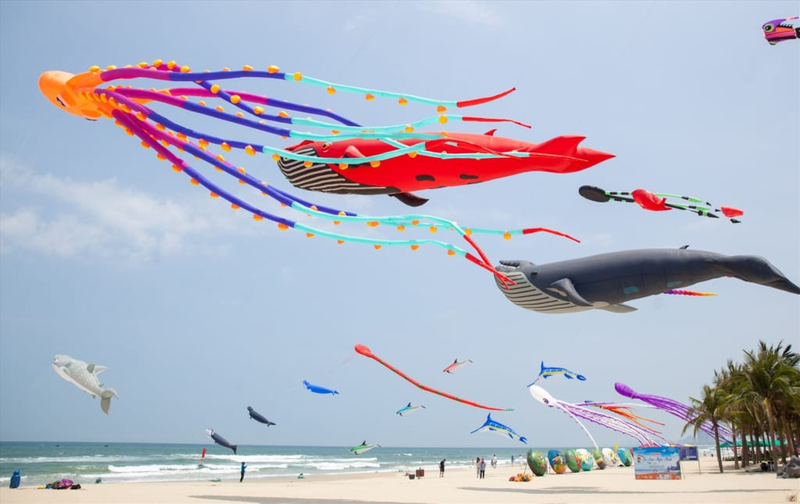 Những chiếc diều khổng lồ bay lượn trên bầu trời 