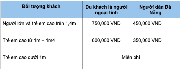 giá vé cáp treo bà nà