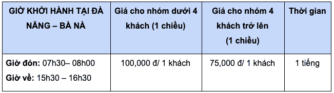 xe bus DANANGTRANSFER đi bà nà