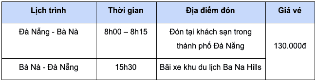 xe bus đà nẵng xanh đi bà nà