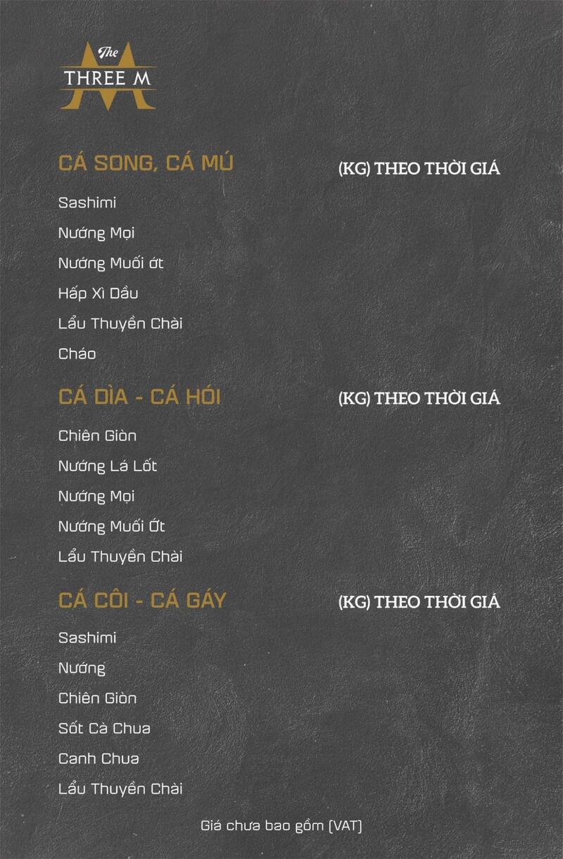 Thực đơn của The Three M Restaurant